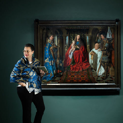 Sjaal geweven zijde in giftbox - Van Eyck 70x200cm